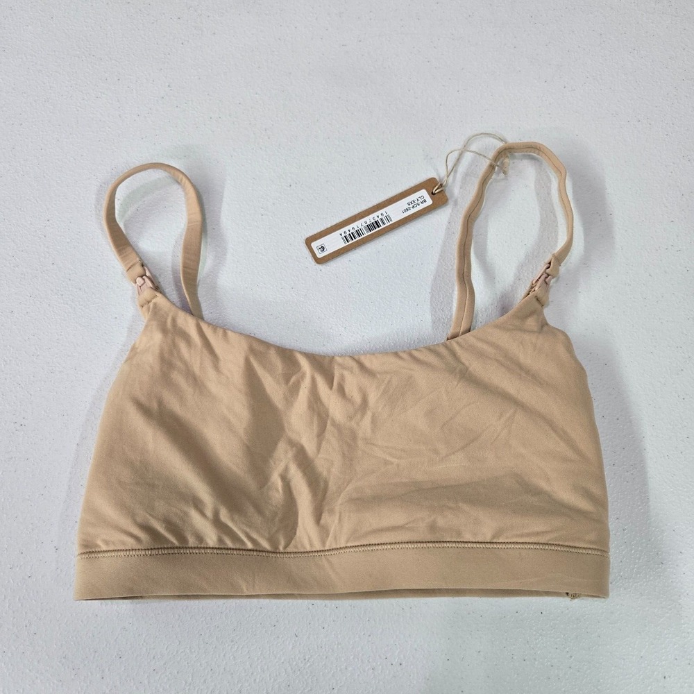 Skims Women Bra 2XS Brown Lightly Lined Wireless‎ Bralette Pullover NWT